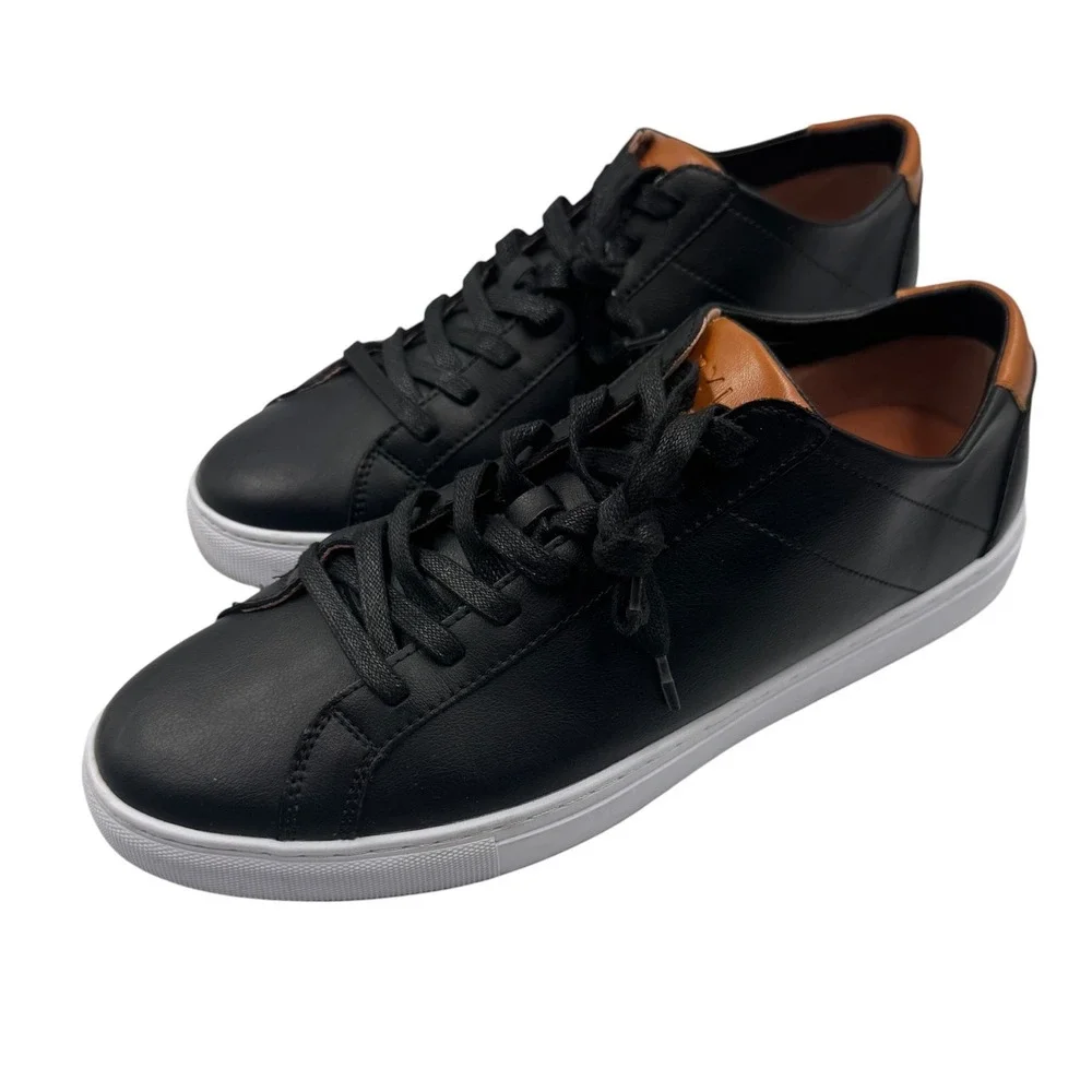BYLT Everyday Shoes Mens 12 Black Tan Low Top Minimalist Sneakers Leather